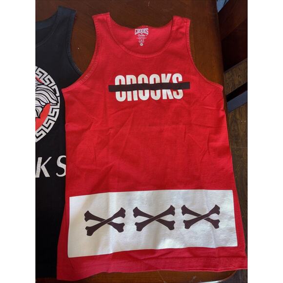 3 Crooks And Castles Mens Tank Top Small S Graphic Red Camjsa Medusa Logo Lotof3 - Picture 2 of 10